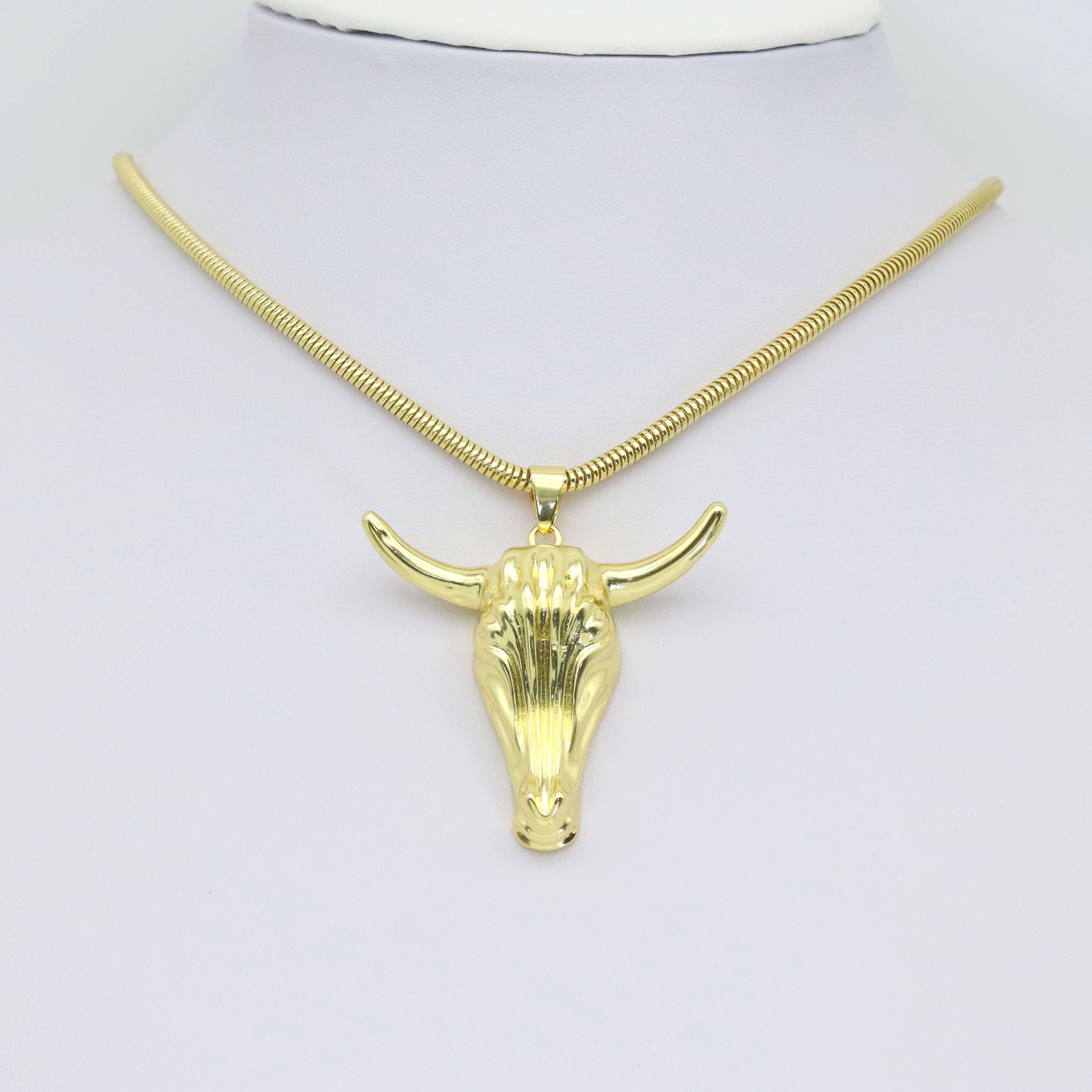 Big Gold Ram Ox Head Charm, Sku#LK930