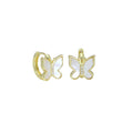 Gold Mother of Pearl Butterfly Huggie Earrings, Sku#LK957