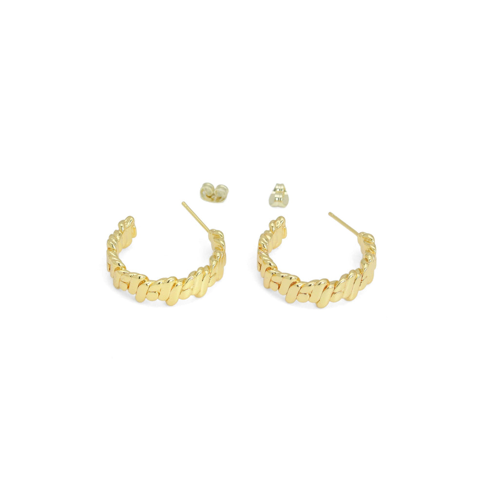 Wave rectangle bar hoop Earrings, Sku#LX678