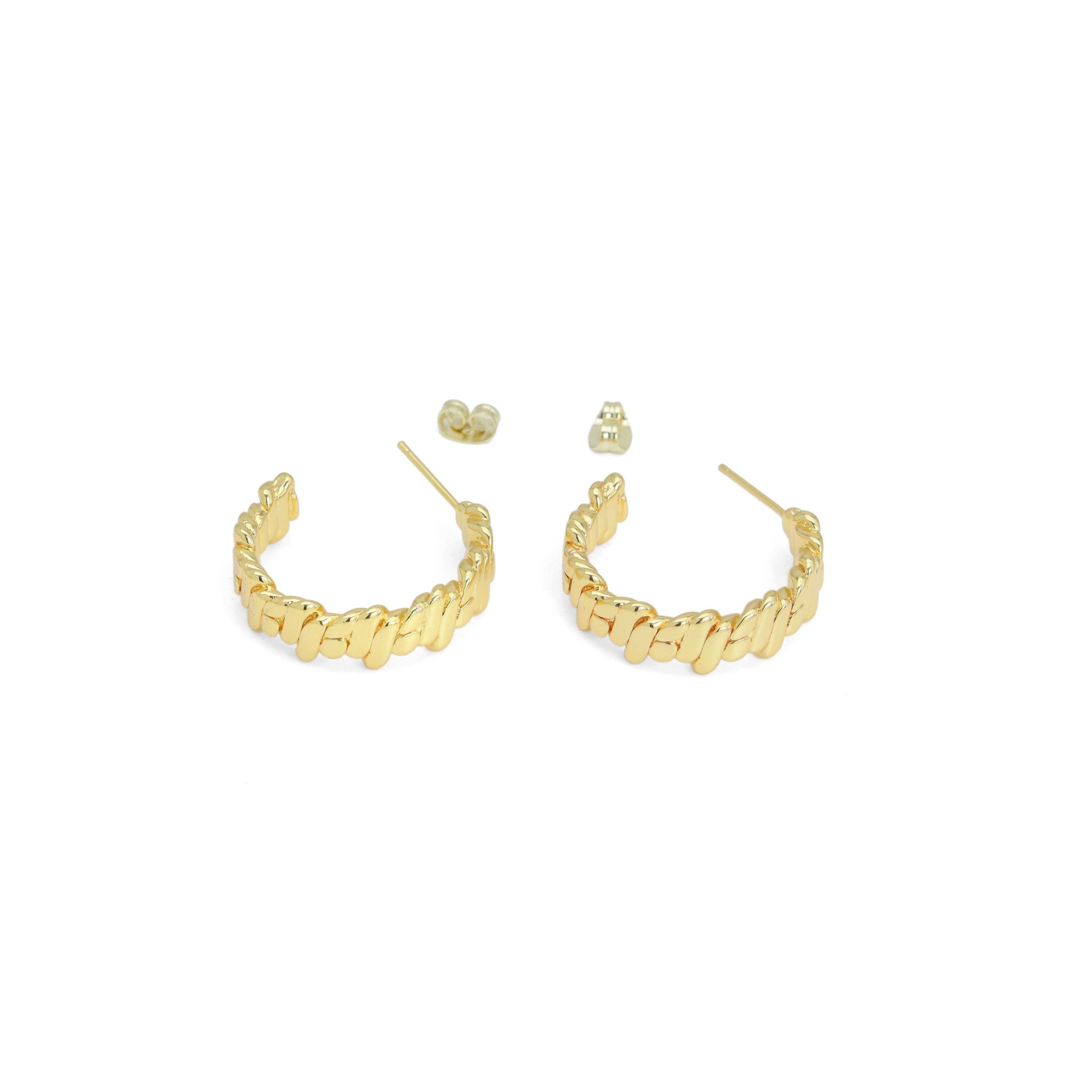 Wave rectangle bar hoop Earrings, Sku#LX678