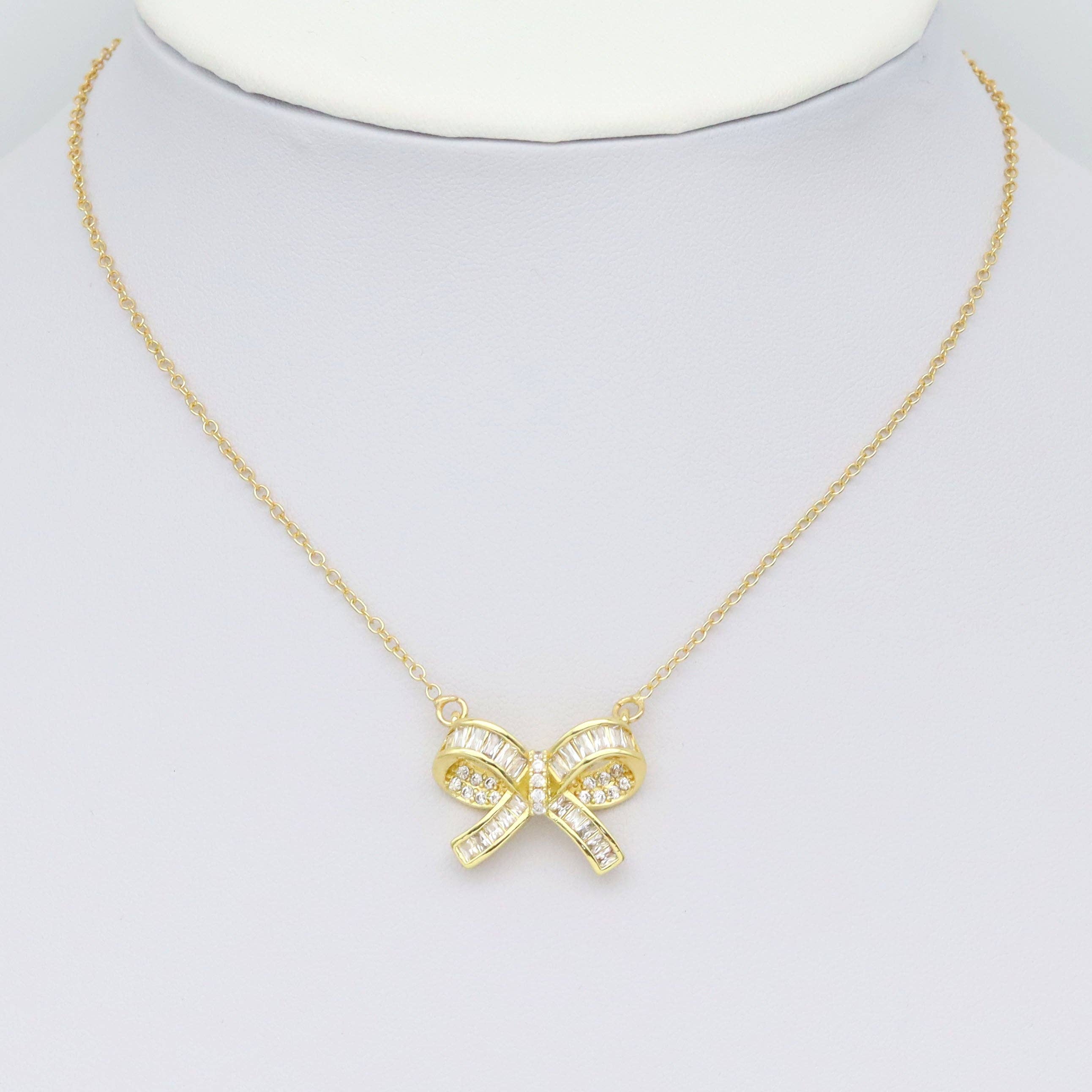 Baguette CZ Bowknot Connector Charm, Sku#LK919
