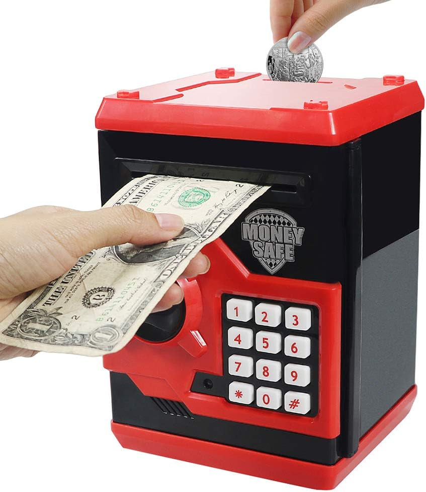 HUSAN Piggy Bank for Kids, Electronic Password Code Money Bank ATM Bank Box Coin Bank for Children Boys and Girls (Black)