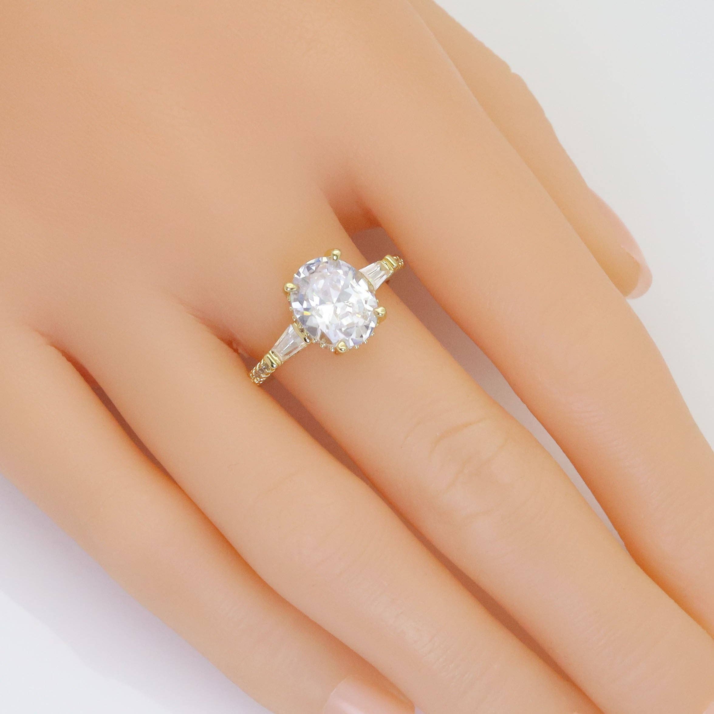 Big Oval Clear CZ Gold Adjustable Ring, Sku#LX492