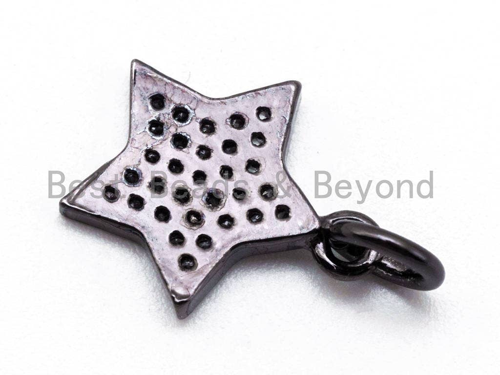 CZ Micro Pave 13x11mm Star Pendant/Charm, Cubic Zirconia Pendant/Charm, Green Black Red Blue Star Jewelry Findings, 1pc/2pcs, sku#F218/BY017