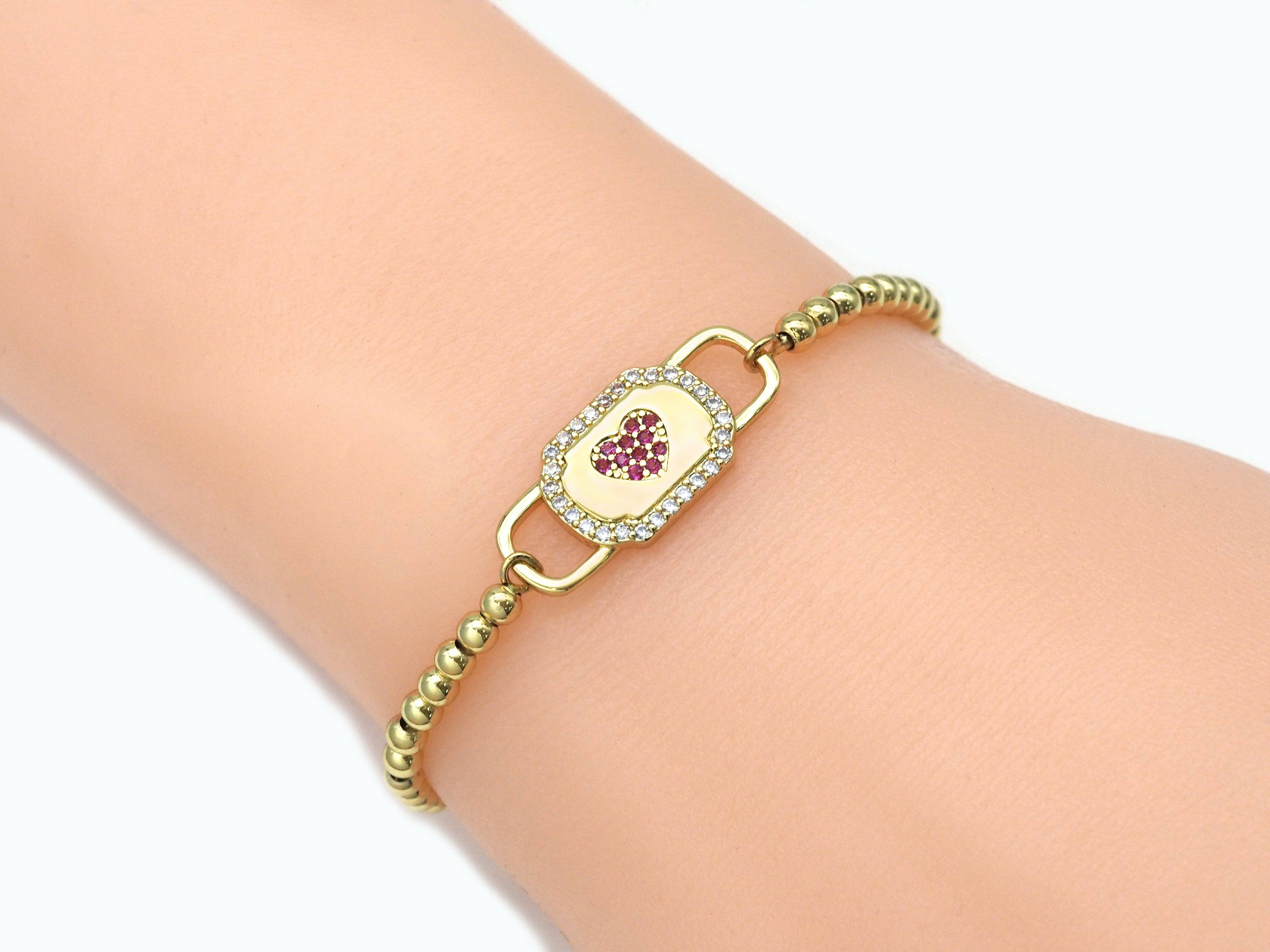 Gold Heart On Lock Shape Connector, Sku#Y751