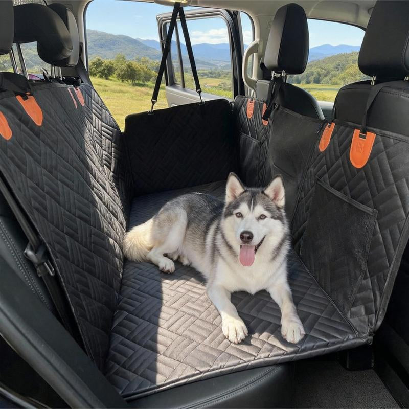 Hard Bottom Dog Car Seat Cover - Folding Passenger Seat Design, 100% Waterproof Pet Hammock with Mesh Window for Cars & Suvs (270LBS Support)