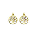 Gold Colorful CZ Tree On Round Ring Charm, Sku#LD421