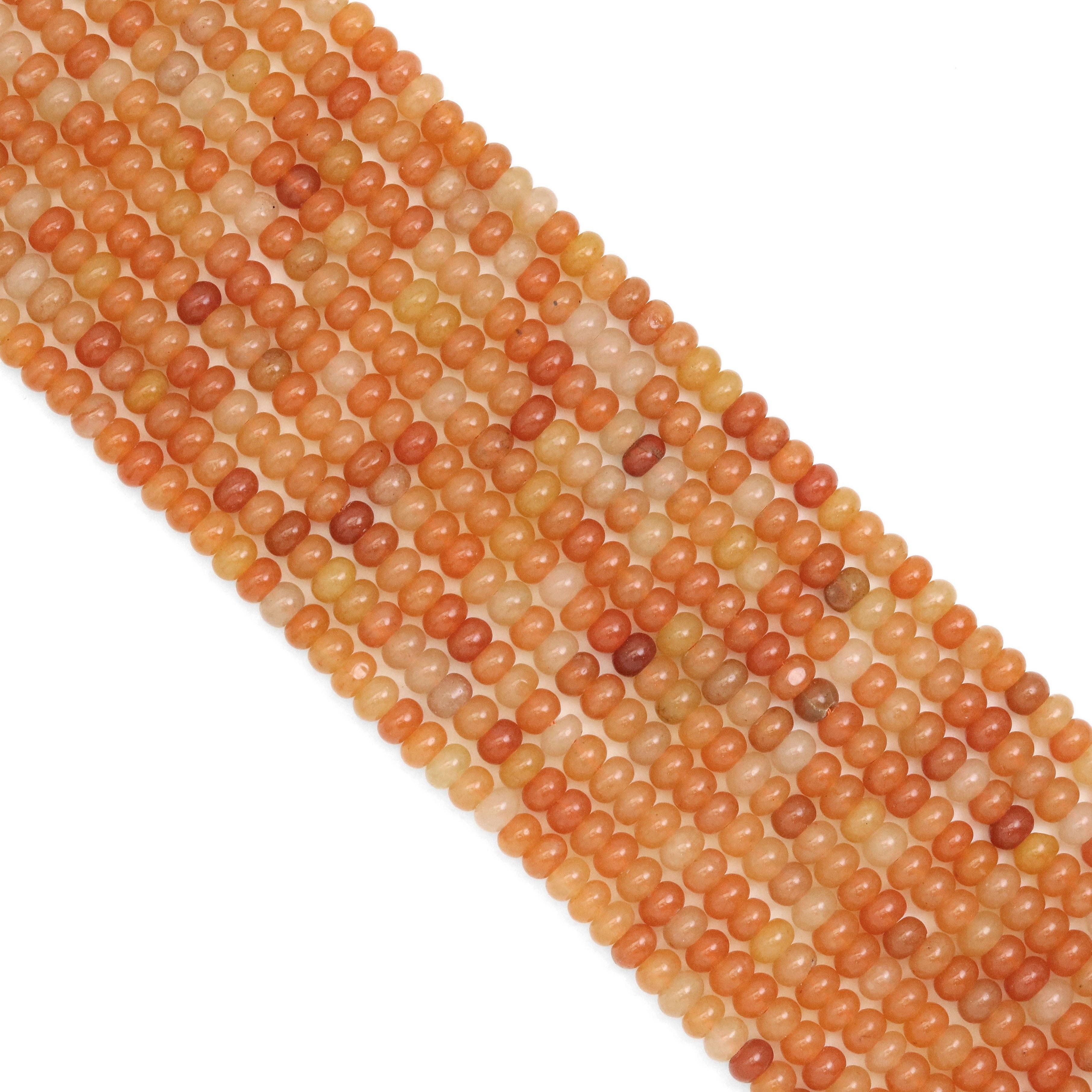 Rondelle Smooth Orange Aventurine Beads, Sku#U1909