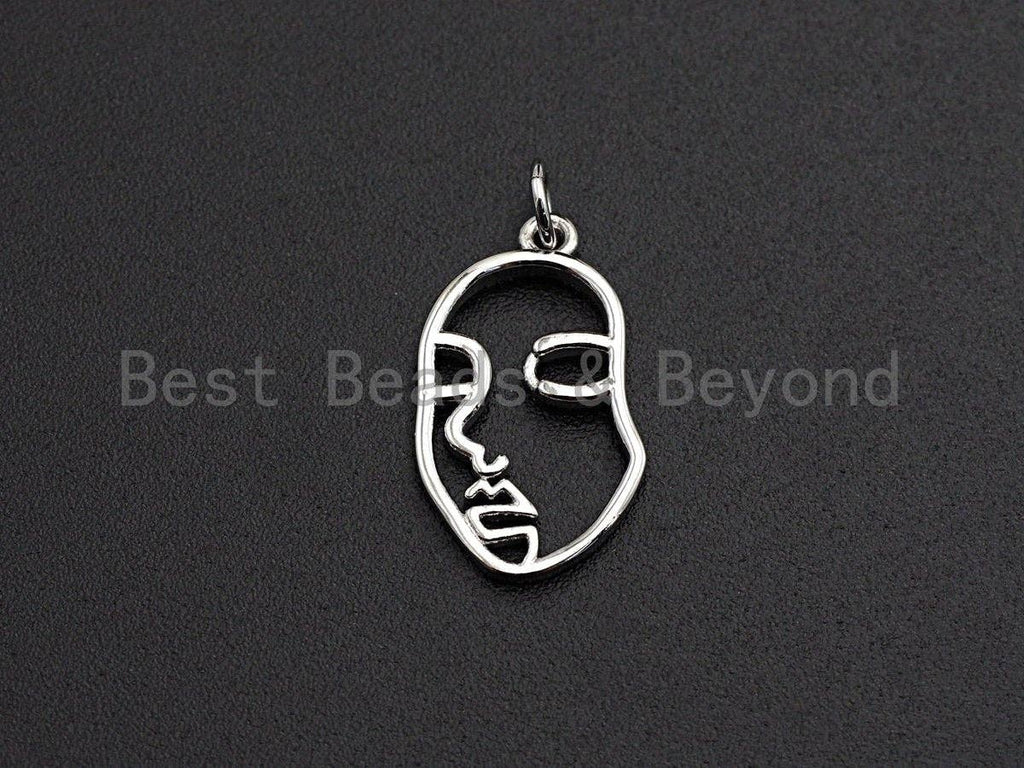 Face Frame Pendant/Charm, Face Cubic Zirconia Pendant, Silver/Gold/Black/Rose Gold Tone,12x20mm,Sku#Z506