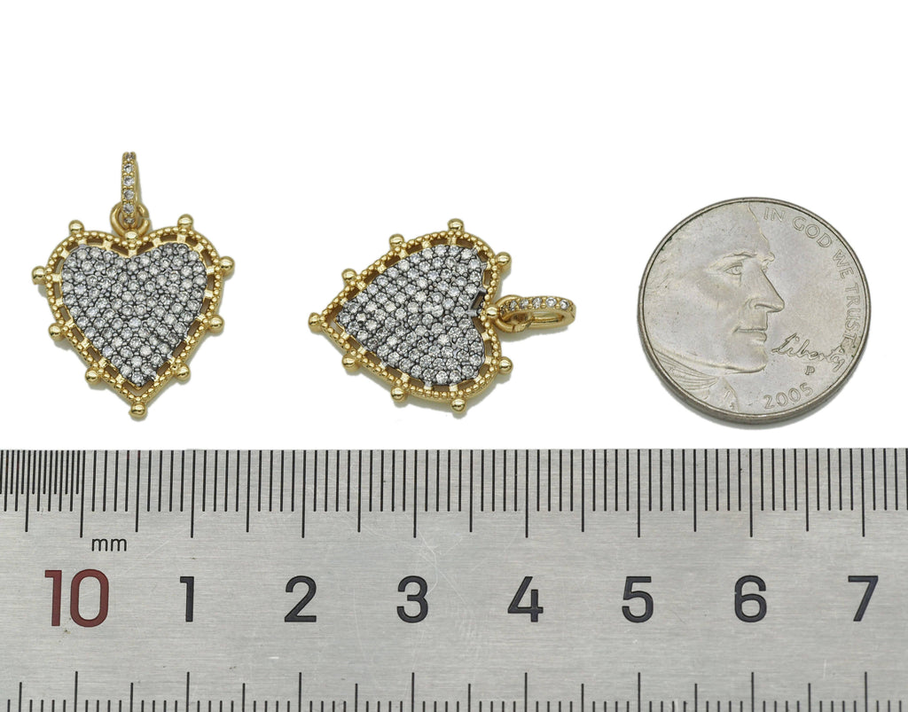 CZ Heart Charm, Sku#Z1439