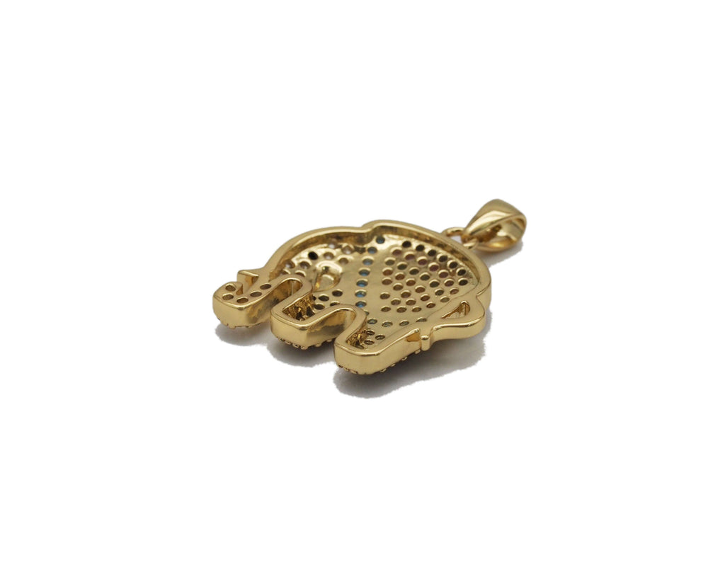 Gold Colorful CZ Elephant Charm, Sku#Y736