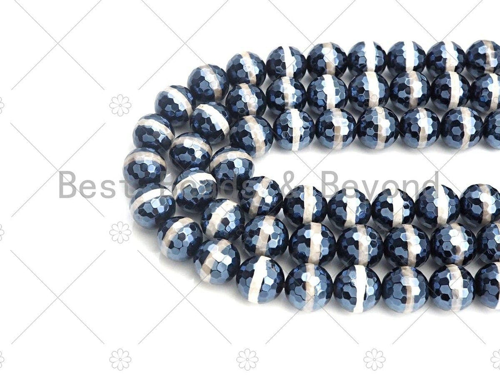 Esty Exclusive Mystic Black and White  One Line Tibetan Agate Beads, 8mm/10mm/12mm, Black White Dzi Agate, 15.5" Full Strand, sku#UA94