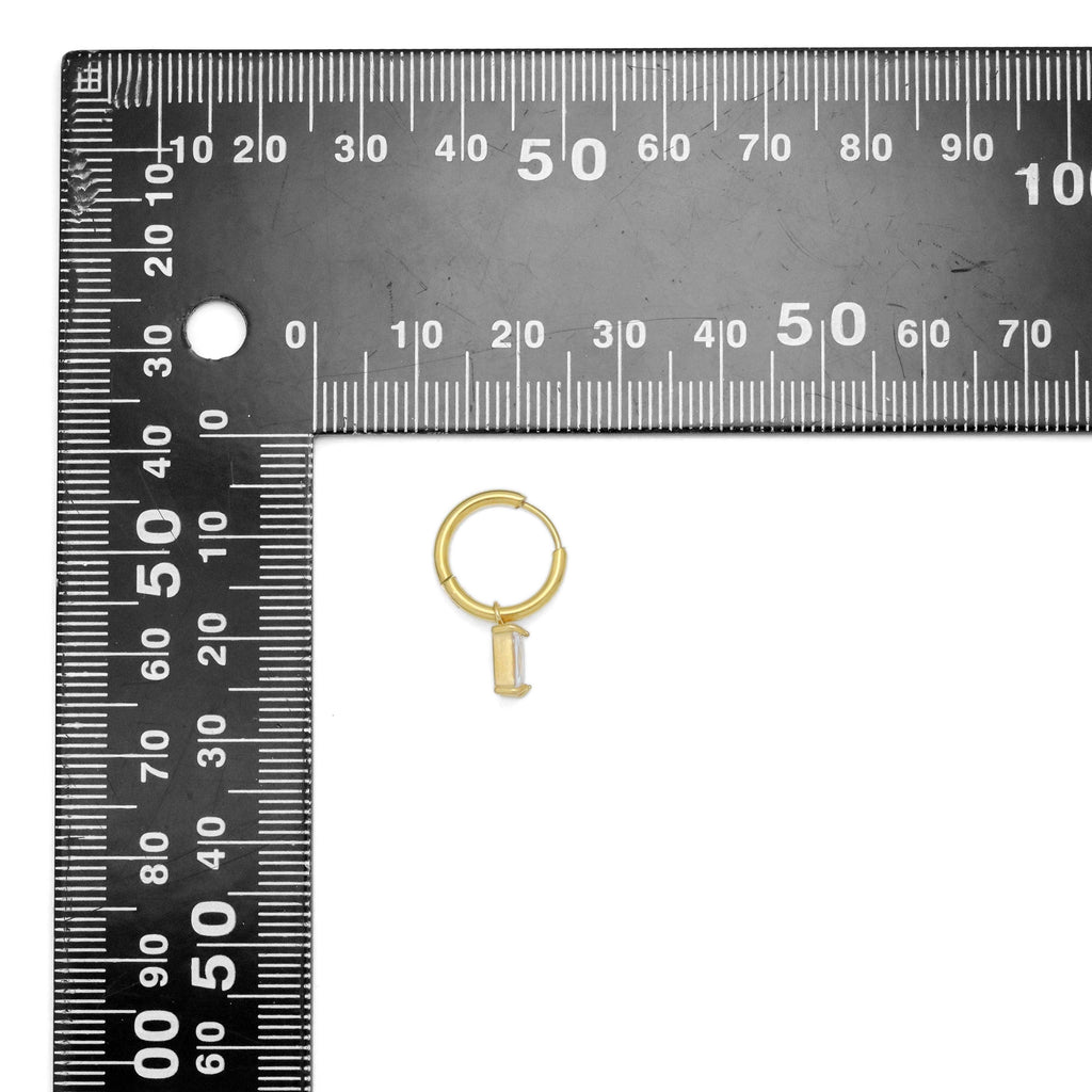 Clear Rectangle CZ Gold Silver Small Earrings, Sku#Y965