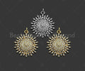 Gold Silver Sunflower Radical Flower Pendant,Cubic Zirconia Silver/Gold Charm, Necklace Bracelet Charm Pendant, 21x24mm, Sku#LK294