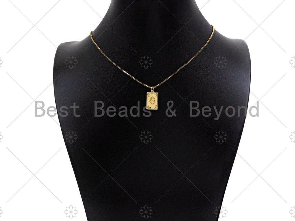 Dainty Hand On Rectangle Shape Pendant/Charm, Gold/Silver Medallion Charm, Necklace Bracelet Charm Pendant,10x17mm, Sku#Z1270