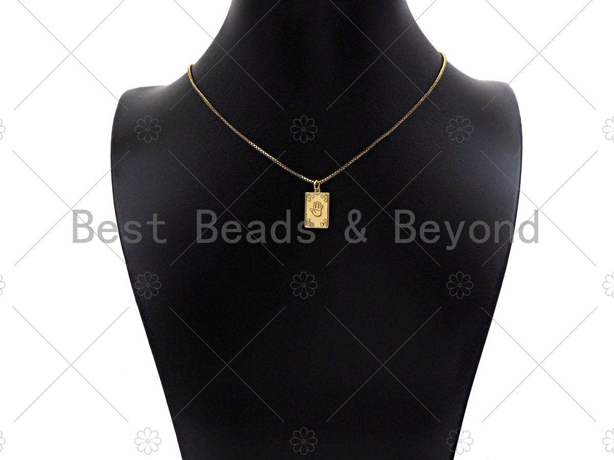 Dainty Hand On Rectangle Shape Pendant/Charm, Gold/Silver Medallion Charm, Necklace Bracelet Charm Pendant,10x17mm, Sku#Z1270