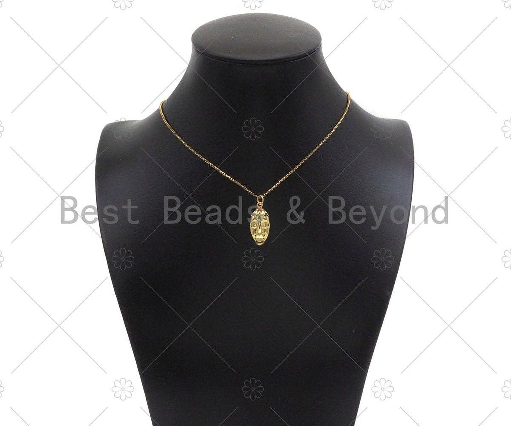 Colorful CZ Micro Pave Oval Face Mask Shape Pendant,18K Dainty/Matt Gold Charm, Necklace Bracelet Charm Pendant,12x24mm,Sku#Z1312