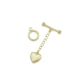 Gold Heart Toggle Clasp Set with Diamond end bar, Sku#LD510