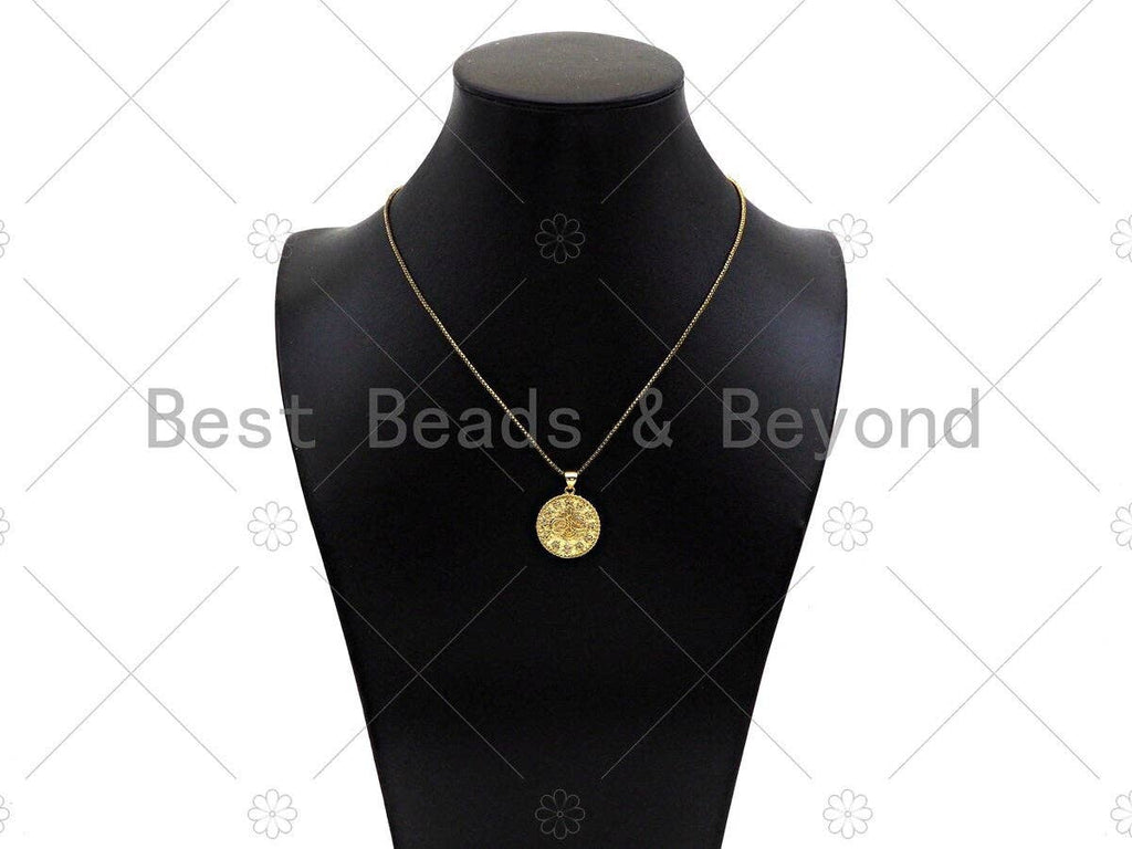 Gold Filled CZ Micro Pave Pattern Medallion Shape Pendant,18K Gold Filled Charm, Necklace Bracelet Charm Pendant,19x21mm,Sku#LK359
