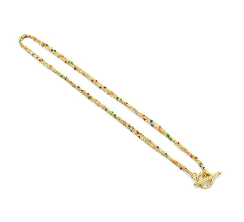 Multi Strands Colorful Beads Toggle Clasp Necklace,sku#EF263
