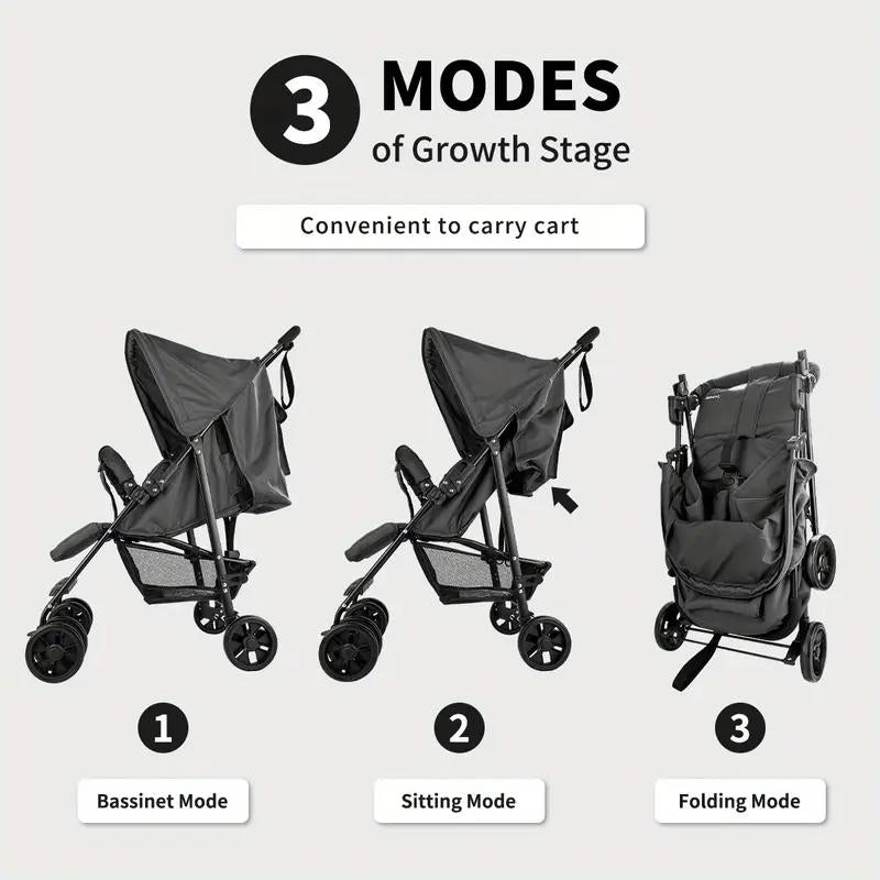 Lightweight Multi-Purpose Stroller - Modular Blackstroller, Stroller Toys,Modular Black Stroller, Babys Trollerwagon, Single Stroller,Multi-Position Recline, Summerventilation, Daily Use Everyday Stroller