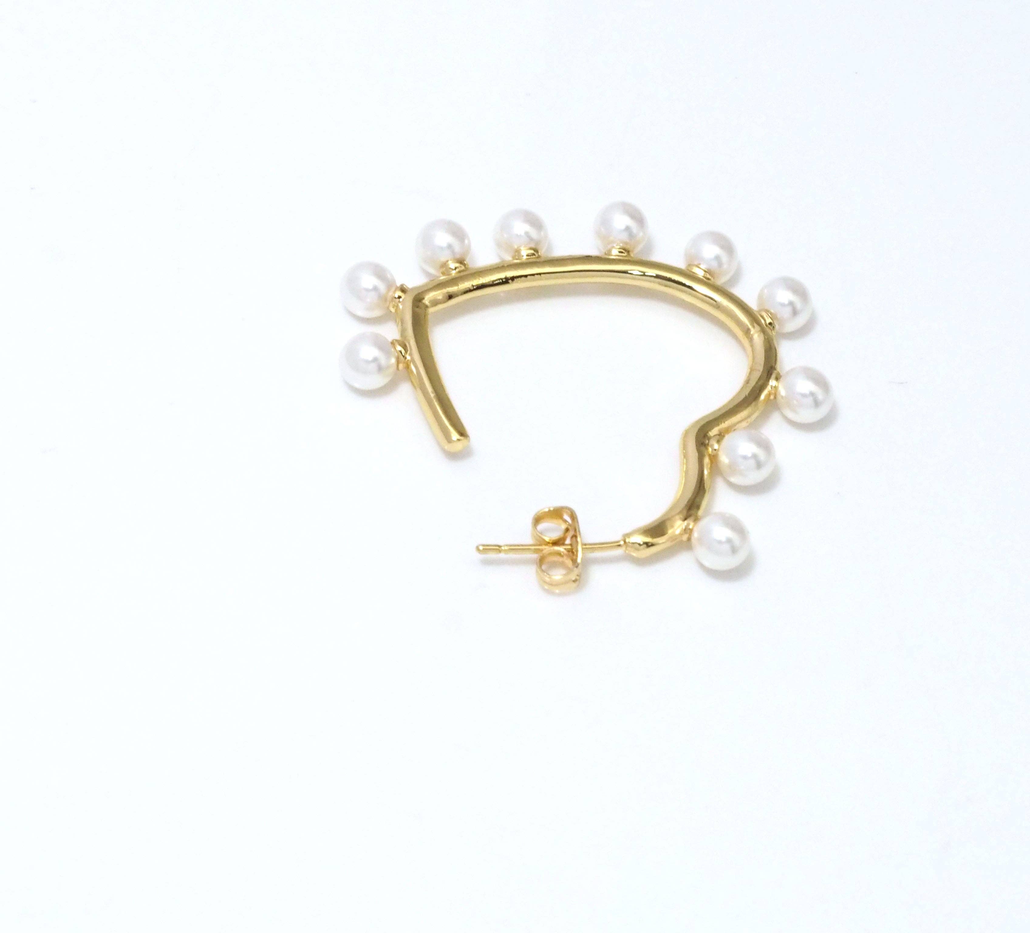CZ Pearl Heart Stud Earrings, Sku#LD381