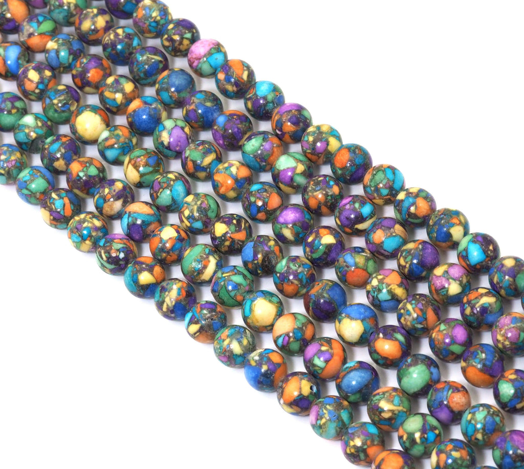 Orange Purple Blue Green Imperial Jasper Round Smooth Beads, 10mm, Sku#U1490