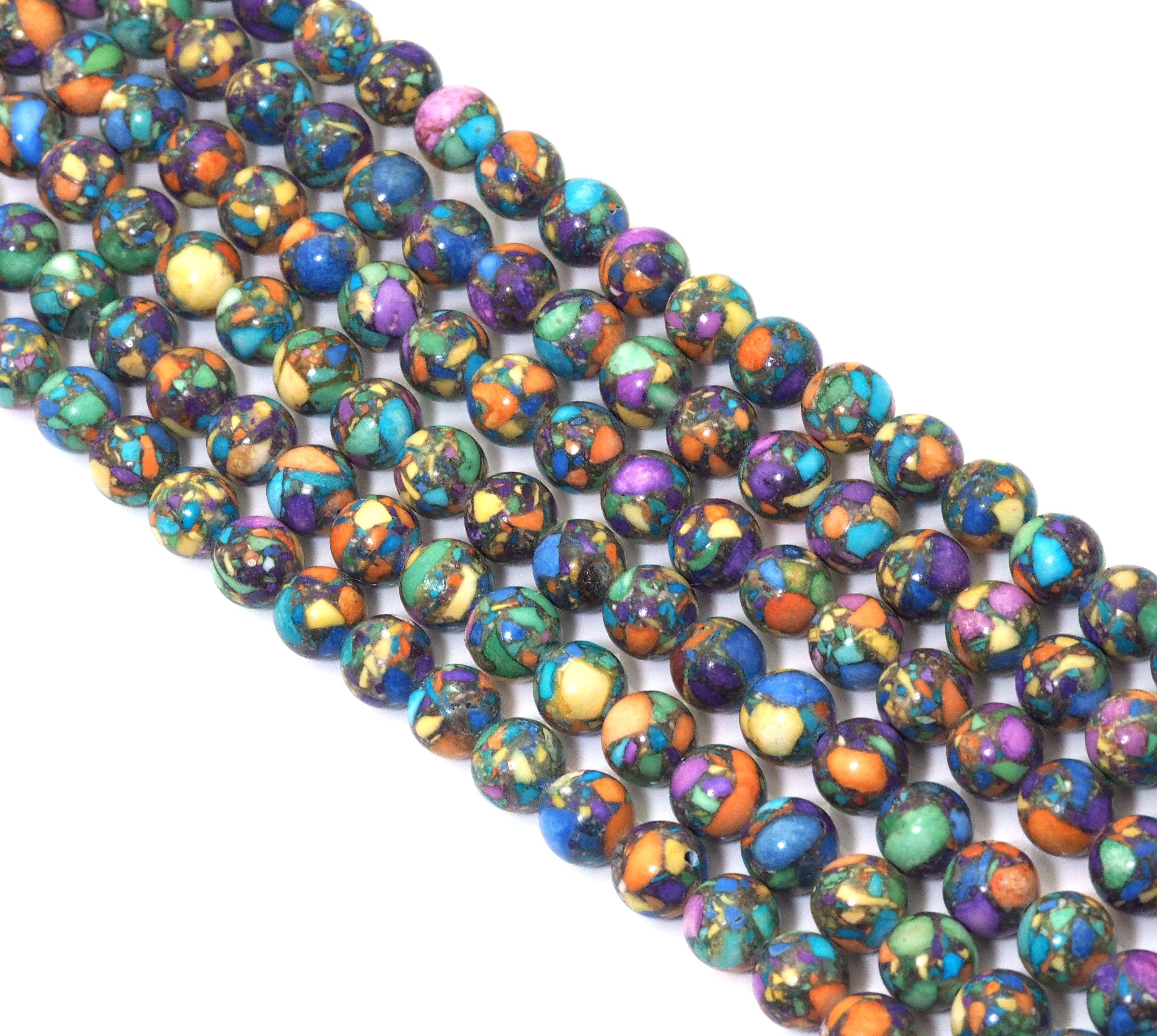 Orange Purple Blue Green Imperial Jasper Round Smooth Beads, 10mm, Sku#U1490