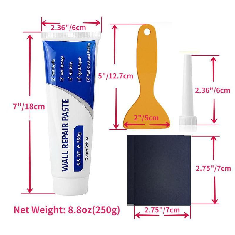 Drywall Patch Repair Kit, 250G Wall Mending Agent, Multi-Functional Quick-Drying Wall Repair Paste, Adhesive, Heavy Duty, Concrete Sealant Waterproof, Self Adhesive