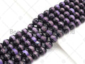 Dzi Agate Faceted Round Beads with Purple Line, 6mm/8mm/10mm/12mm, Purple Black Tibetan Beads, Agate Beads, 15.5'' Full Strand,Sku#U1074