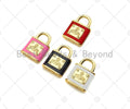 Gold Filled Colorful Enamel Lock Shape Pendant, 18K Gold Filled Lock Enamel Charm, Enaeml Jewelry,15x22mm,Sku#LK361