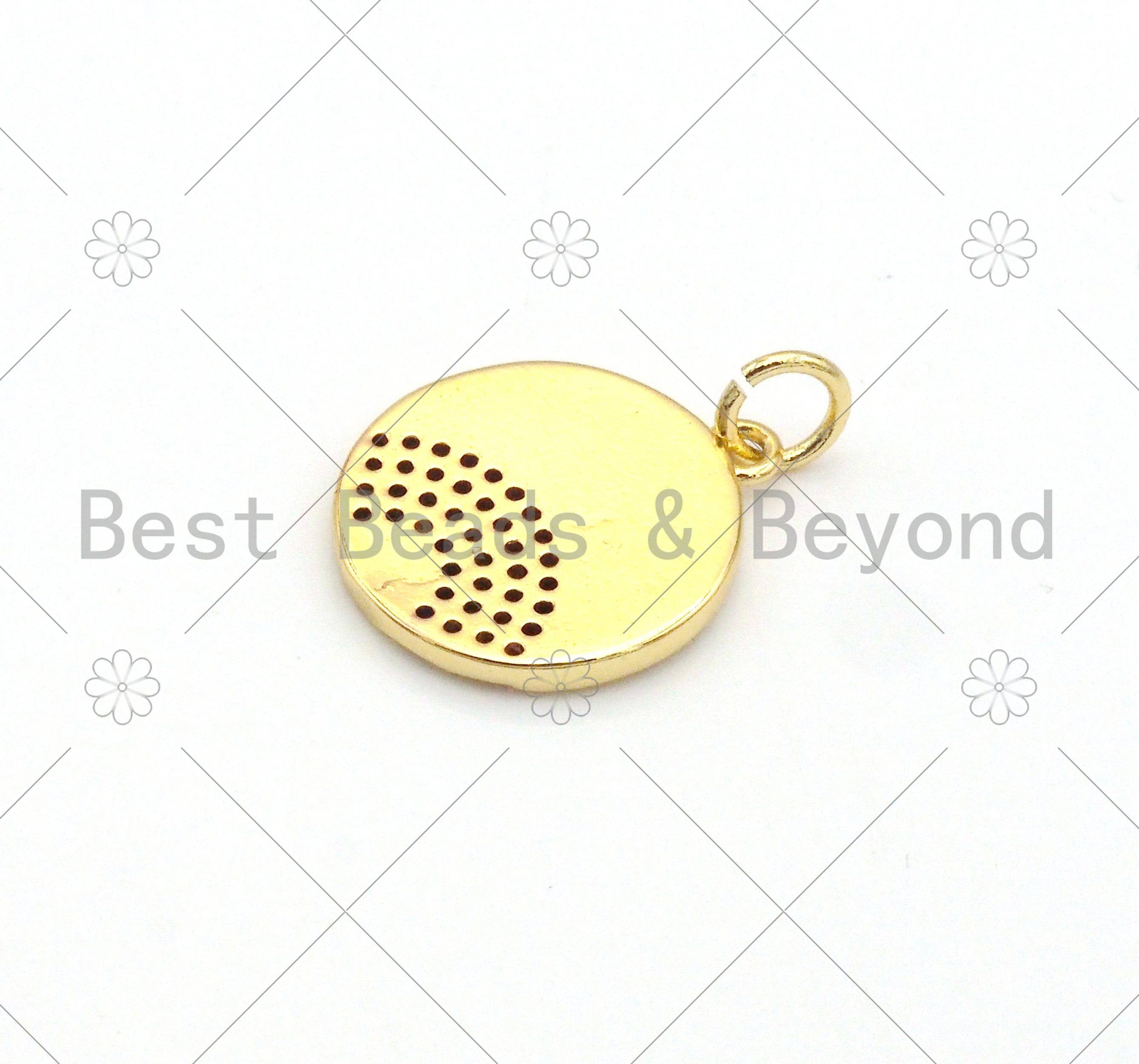 Colorful CZ Micro Pave Rainbow On Round Coin Shape Pendant,18K Gold Filled Medallion Charm, Necklace Bracelet Pendant,14x17mm,Sku#LK375