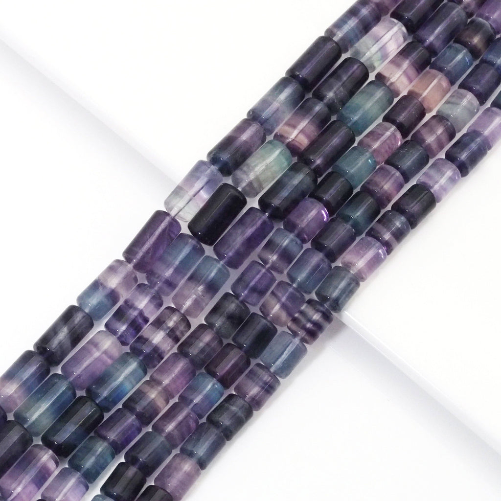 Genuine Fluorite Smooth Tube Beads, 8x10mm/8x15mm, Sku#U1564