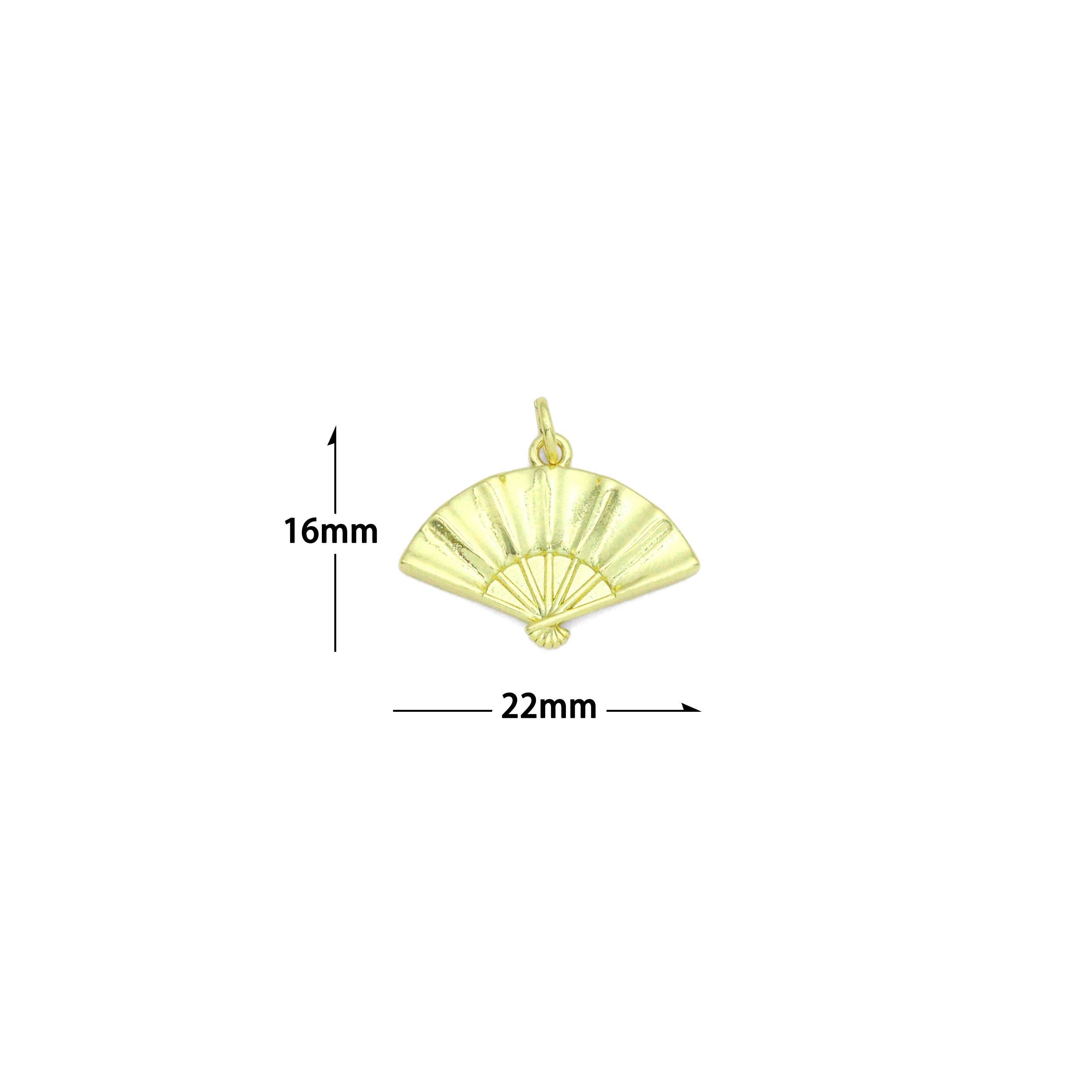 Gold Fan Shape Charm Pendant, Sku#LK1182