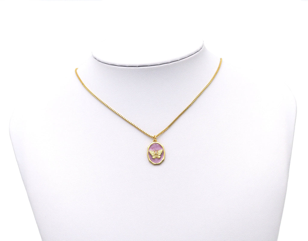 CZ Purple Enamel Butterfly Charm, Sku#Y598