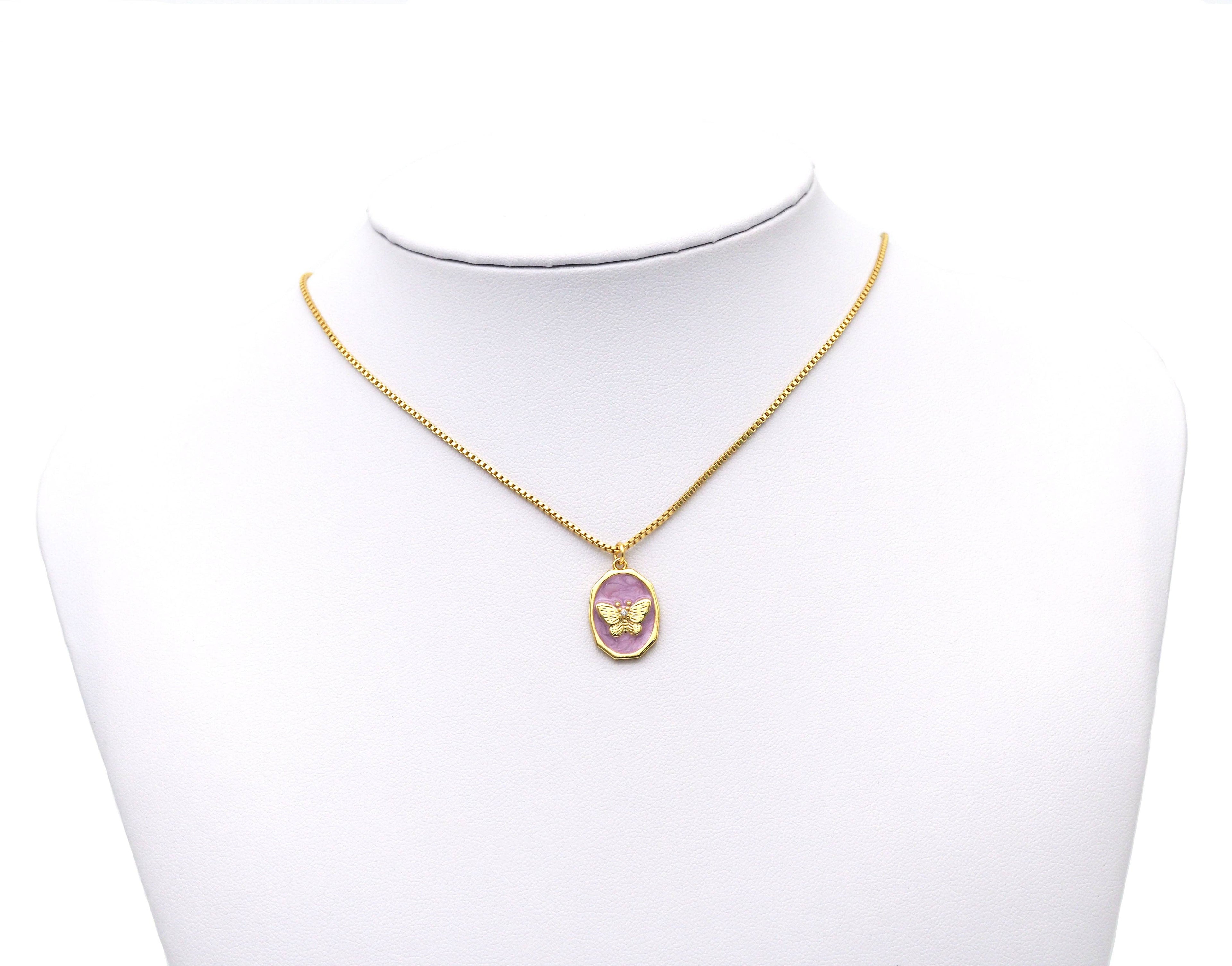 CZ Purple Enamel Butterfly Charm, Sku#Y598
