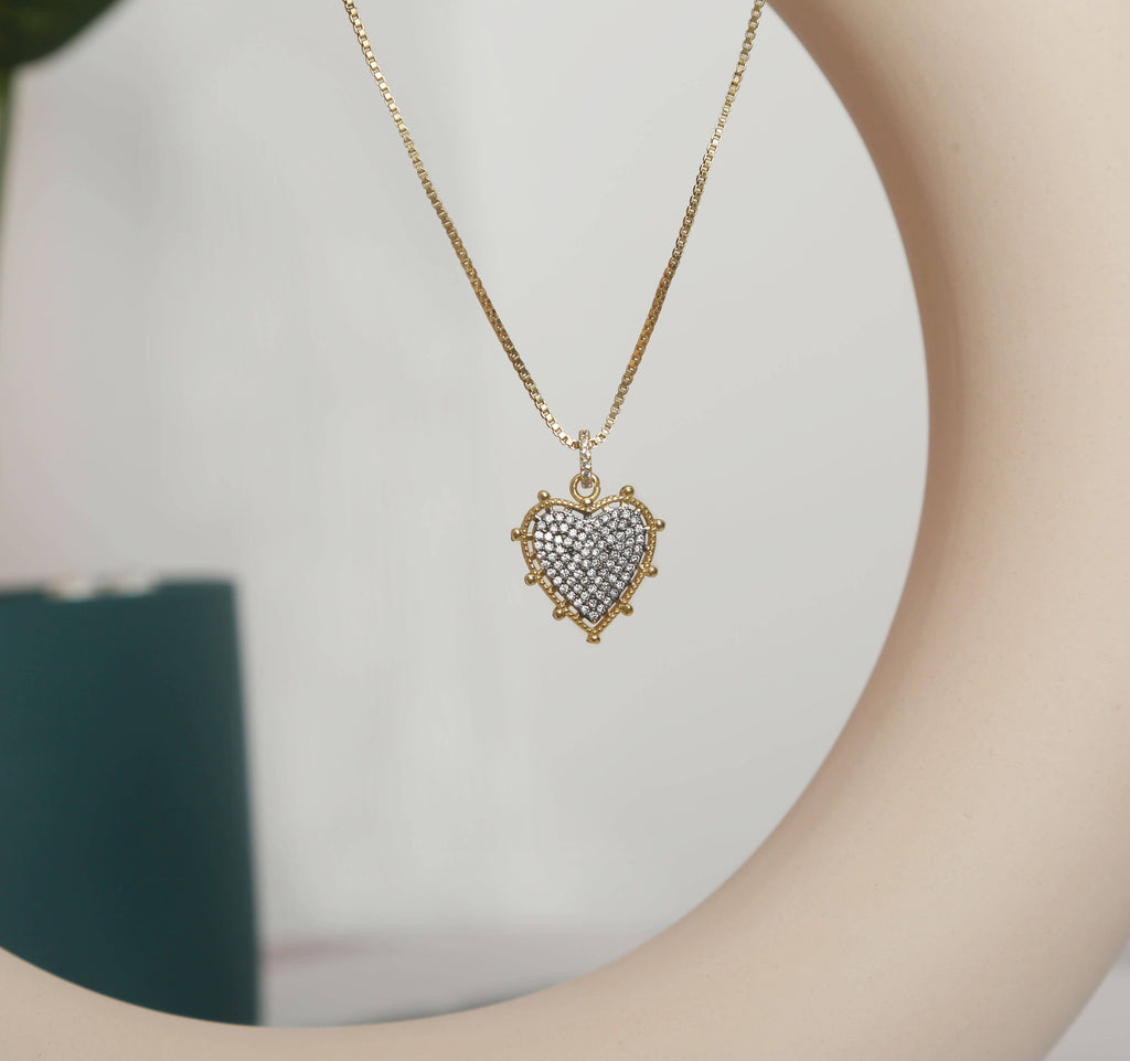 CZ Heart Charm, Sku#Z1439