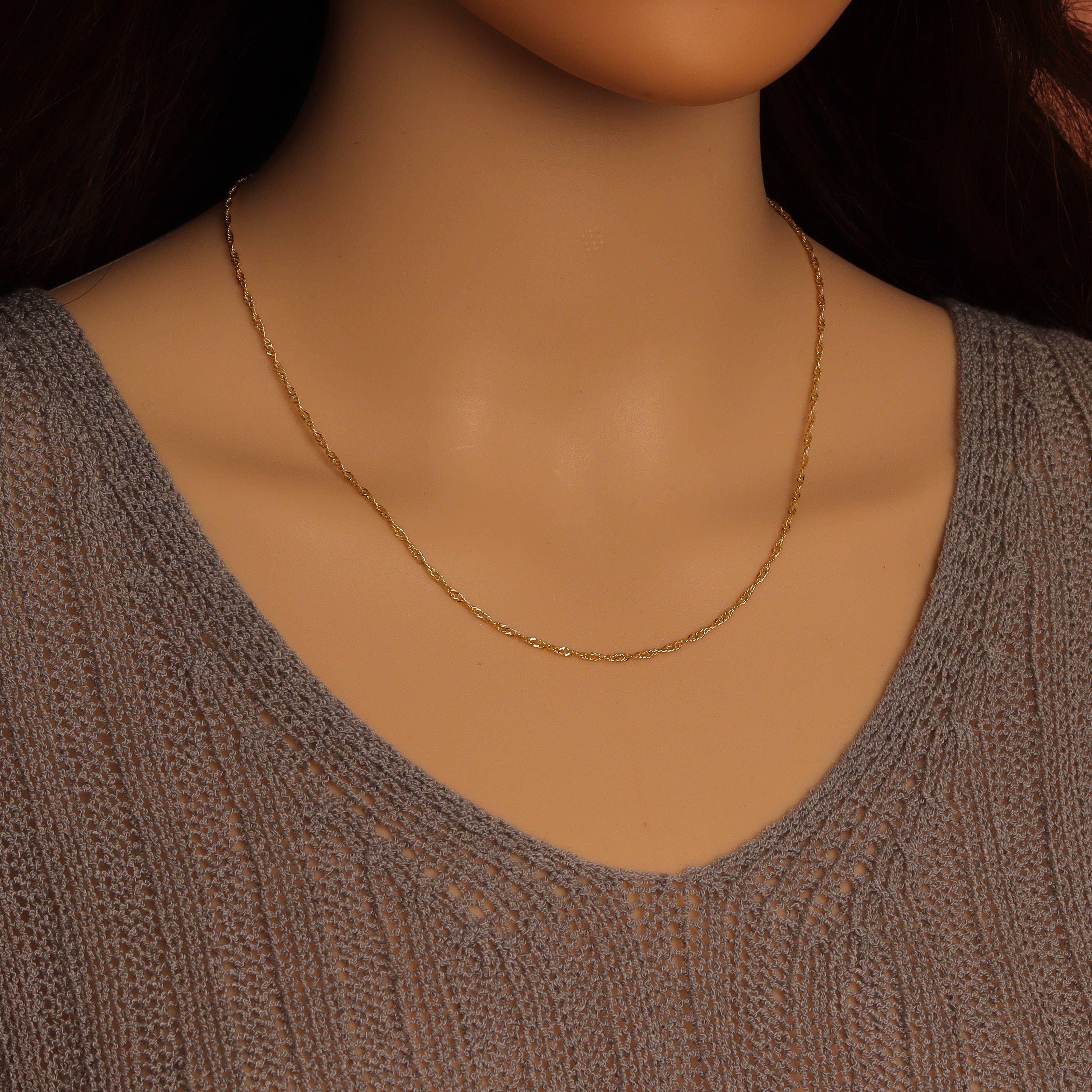 18K Gold Finished Gold Singapore Chain Necklace, sku#JD05