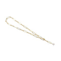 Gold Paperclip Chain Pearl Adjustable Necklace,sku#EF318