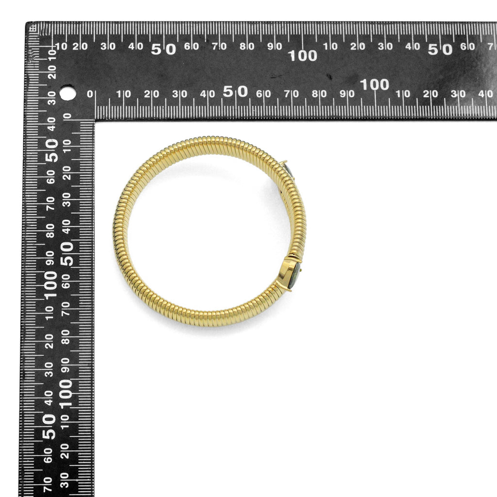 Colorful Heart CZ Tip Gold Snake Bangle Adjustable Bracelet, Sku#O129