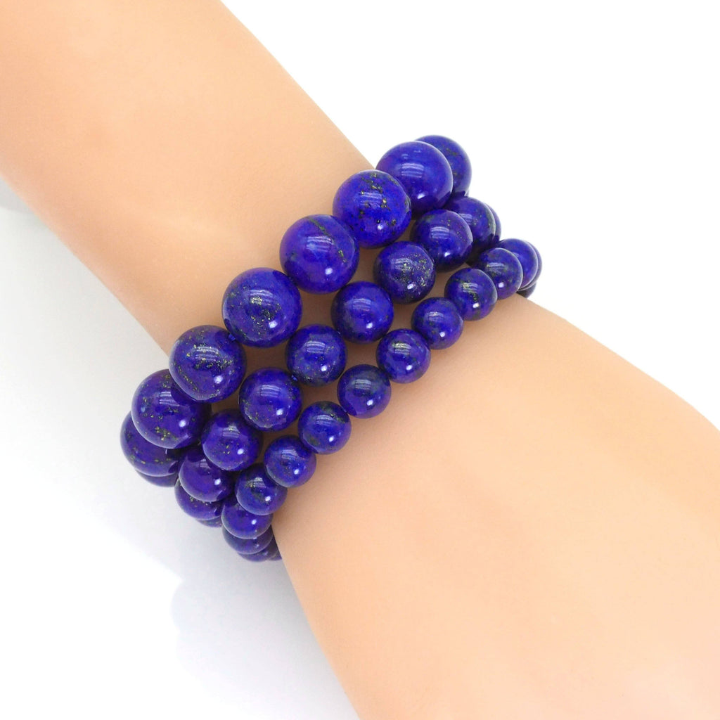 Genuine Quality Lapis Stretchy Bracelet, 8mm/10mm/12mm Round Smooth, Sku#EF362