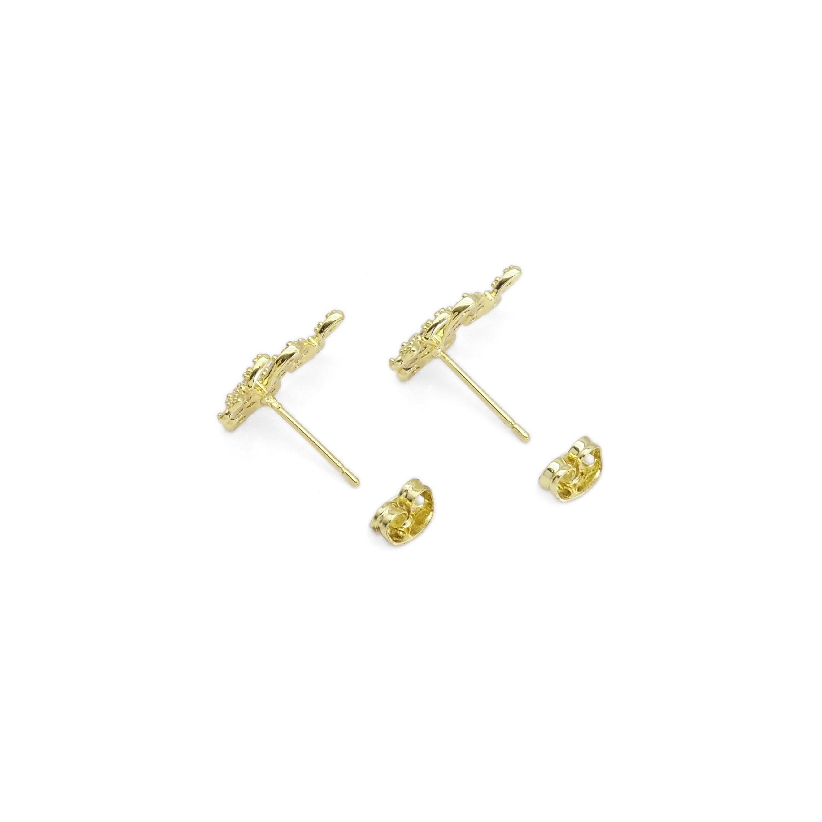 CZ Gold Thriple Butterflies Ear Climber Earrings, Sku#LD502