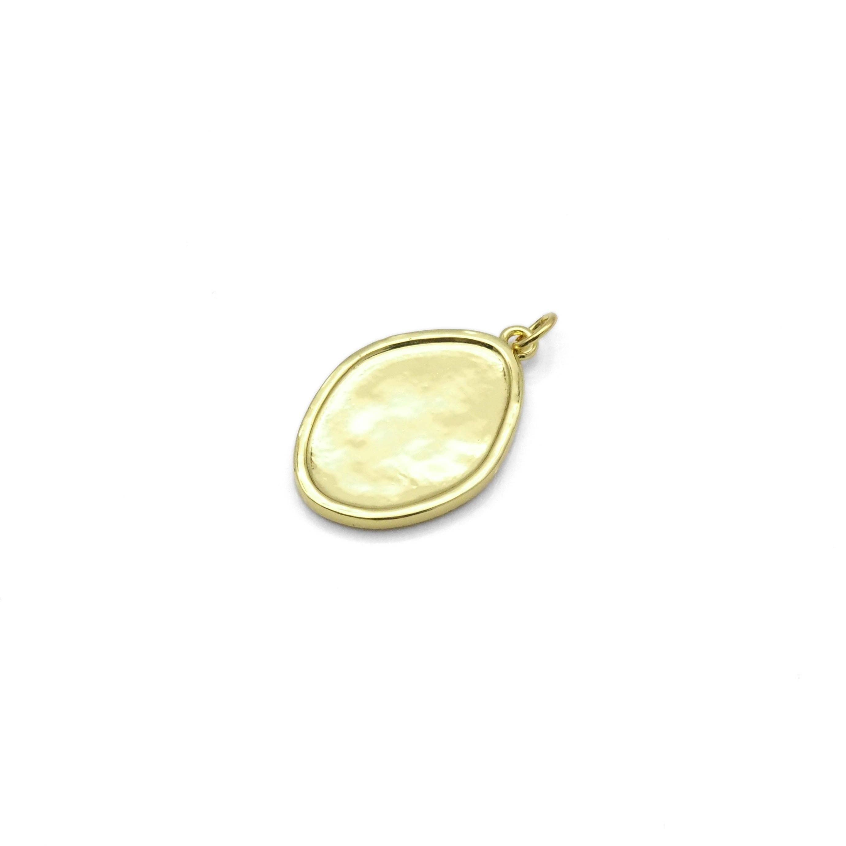 Gold Red Enamel Leaf Shape Charm, Sku#Y803