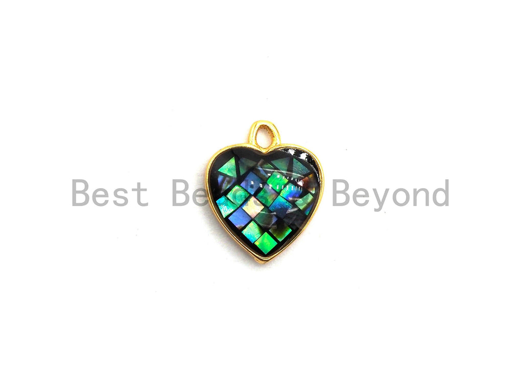 100% Natural Abalone Heart Shape Charm Pendant, Abalone Shell Charm, Heart Charm, Shell Charm, 10x12mm,SKU#Z316