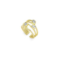 Clear Teardrop CZ Gold Multiline Ring, Sku#LX428