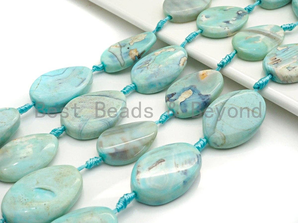 Natural Turquoise Blue Agate Oval Drop Shape Spacer Beads, Blue Agate Spacer Beads, 20x30mm/25x35/32x41mm, sku#U879