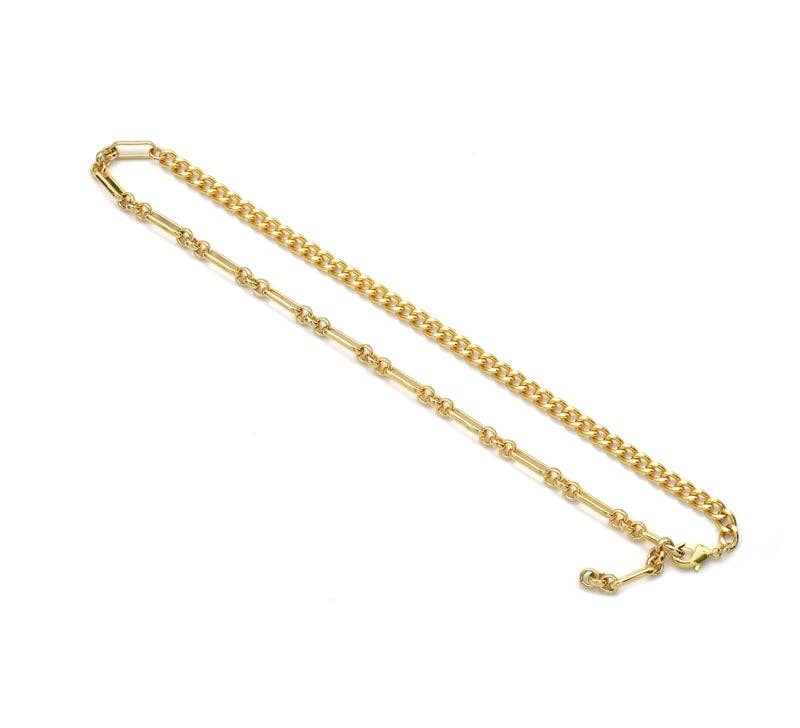 Mixed Paperclip Cuban Chain Necklace, sk#EF194