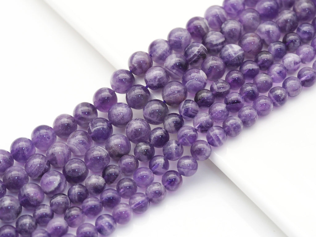 High Quality Genuine Dog Teeth Amethyst Round Smooth Beads,