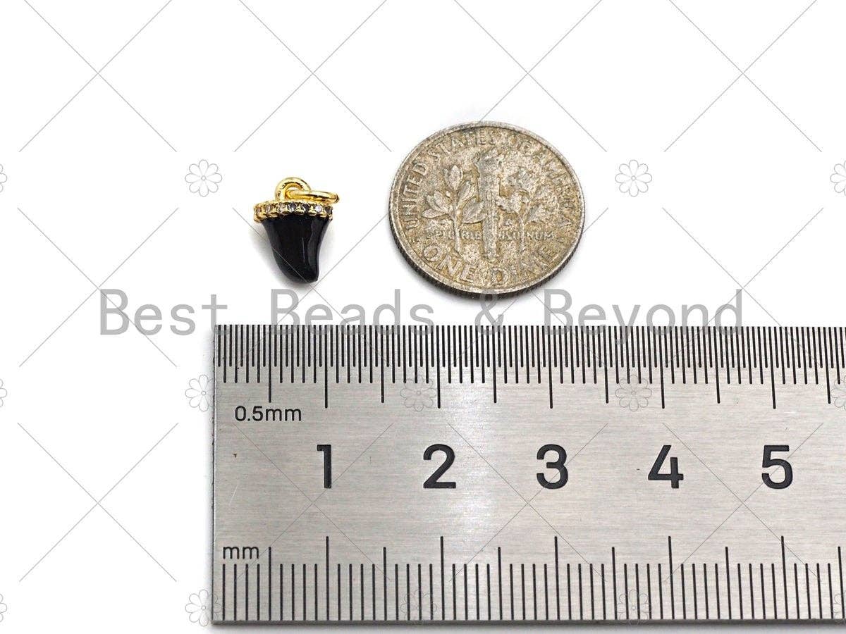 Enamel Colorful Cow Horn Shape Pendant,CZ Micro Pave Enamel Gold Pendant,Enamel Horn Charm,Enamel Jewelry,7x10mm,Sku#Z1221