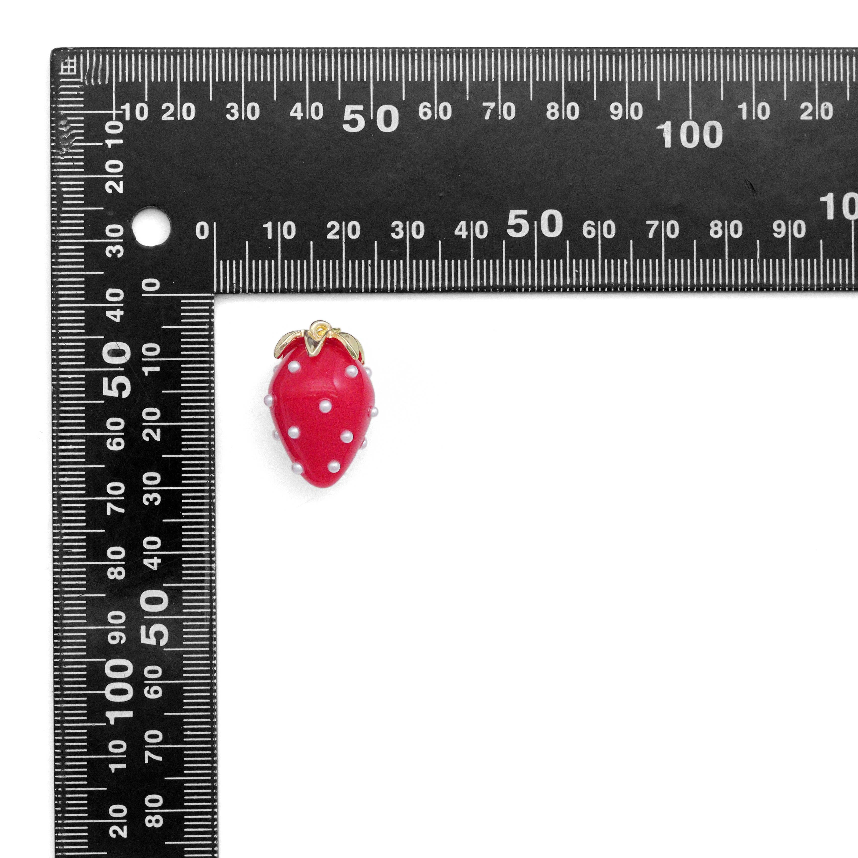 White Pearl Red Strawberry Charm Pendant,Sku#LK1225